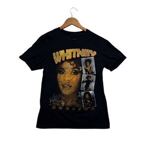 Whitney Houston Graphic Tee Vintage Style T Shirt Black R&B Bobby Brown sz M